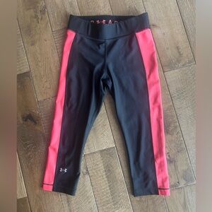Under Armour Black Leggings with Coral Side Panels